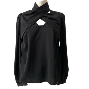 Strut & Bolt black blouse with crossover neck sz S